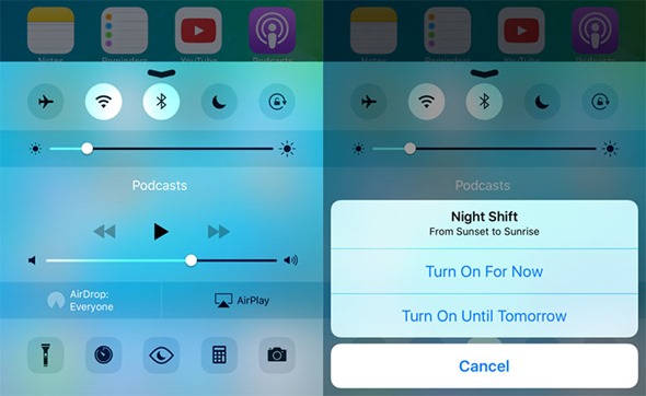 iOS 9.3 的 Night Shift 夜間變換色溫功能將受低耗電模式限制 ios-93-night-shift