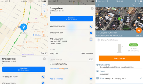 Apple地圖整合全球最大電動汽車充電站ChargePoint，導航、充電、付款 chargepoint-apple-maps